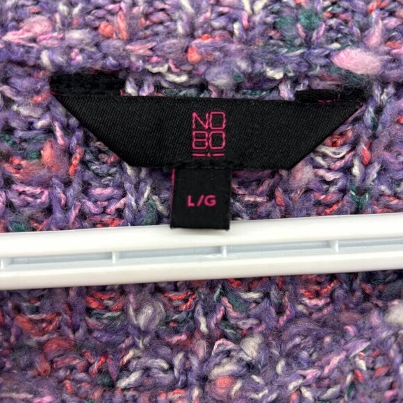 NOBO Womens Polyester/Acrylic Cropped Sweater Size LG Purple Pull Over Crew Neck - Picture 2 of 10